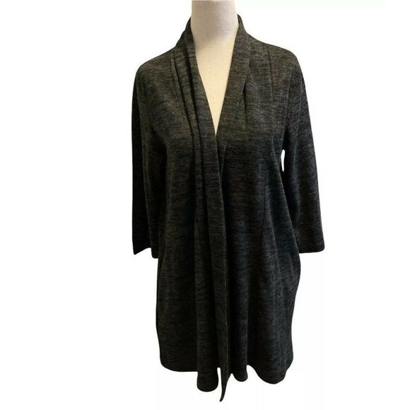 Sedona Womens Gray Knitted 3/4 Sleeve Open Front Cardigan Sweater Size Small - Picture 1 of 9